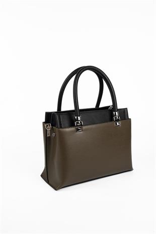 Silver & Polo SP826 Kadın El Çantası Düz Zeytuni-Siyah