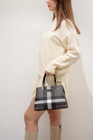 Silver & Polo SP1098 Kadın El Çantası Ekose Siyah