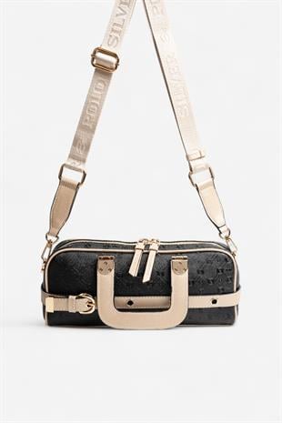 Silver & Polo SP1258 Kadın El Çantası Logolu Siyah-S.Nut