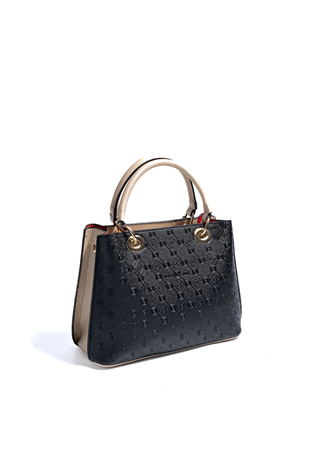 Silver & Polo SP1272 Kadın El Çantası Logolu Siyah-S.Nut