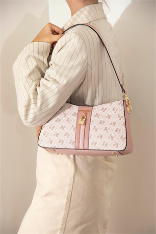 Silver Polo SP1102 Kadın Omuz Çantası Monogram Pembe-Somon-Pembe