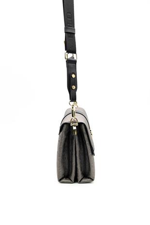 Silver & Polo SP1009 Kadın Çapraz Çanta Logolu Platin-Siyah