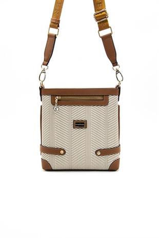 Silver & Polo SP1120 Kadın Çapraz Çanta Hasır Bej-Taba