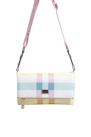 Silver & Polo SP1278 Kadın Çapraz Çanta Ekose Lila-Pembe