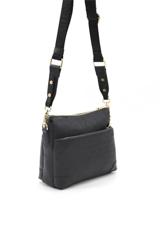 Silver & Polo SP1110 Kadın Çapraz Çanta Logolu Siyah-Siyah