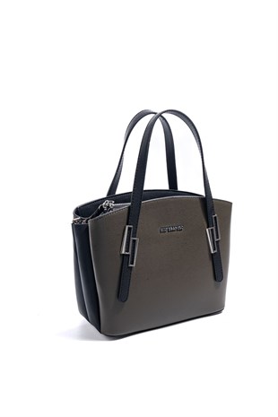 Silver & Polo SP1021 Kadın El Çantası Düz Zeytuni-Siyah
