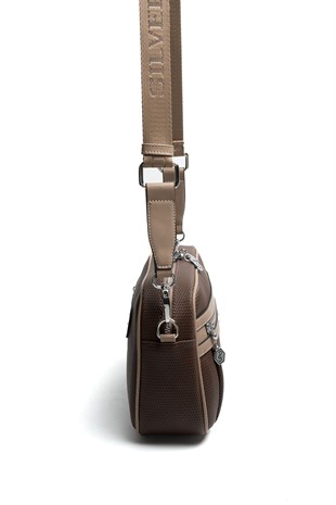 Silver & Polo SP1280 Kadın Çapraz Çanta Petek Kahve-Latte