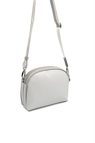 Silver & Polo SP765 Kadın Çapraz Çanta Düz Beyaz-A.Gri