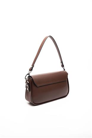 Silver Polo SP1179 Kadın Omuz Çantası Düz Kahve-Kahve-Rugan Kahve