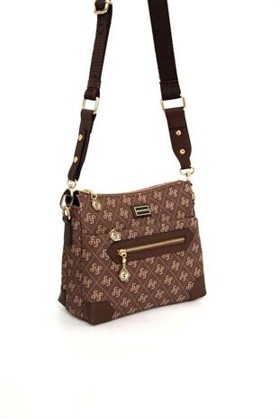 Silver & Polo SP1110 Kadın Çapraz Çanta Monogram Kahve
