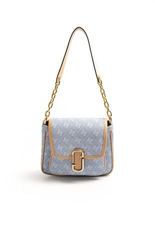Silver Polo SP1147 Kadın Omuz Çantası Monogram Mavi-Nut