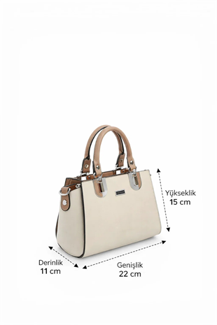Silver & Polo SP1281 Kadın El Çantası Düz Bej-Latte