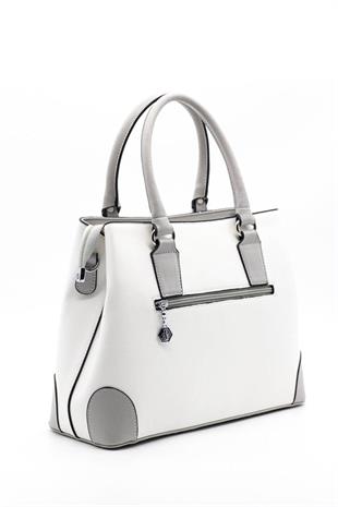 Silver & Polo SP667 Kadın El Çantası Düz Beyaz-A.Gri