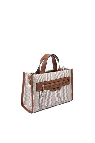 Silver & Polo SP1271 Kadın El Çantası Hasır Bej-Taba