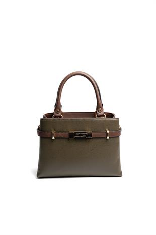 Silver & Polo SP1149 Kadın El Çantası Düz Zeytuni-Kahve