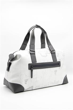 Silver & Polo SP873 Kadın Seyahat Çantası Harita Beyaz-Antrasit