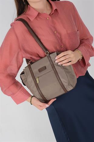 Silver Polo SP1215 Kadın Omuz Çantası Saten Kum-Kahve