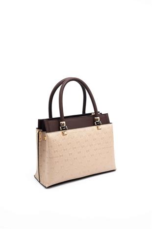 Silver & Polo SP826 Kadın El Çantası Logolu Nut-Kahve