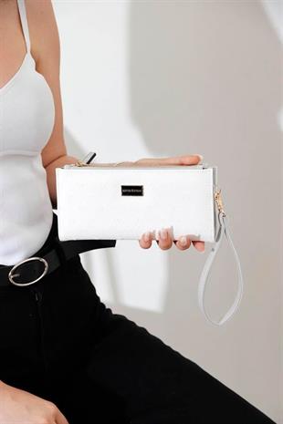 Silver & Polo SP1046 Kadın Cüzdan & Kartlık Logolu Beyaz-A.Gri