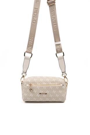 Silver & Polo SP1142 Kadın Çapraz Çanta Monogram Taş-Kemik