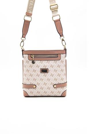 Silver & Polo SP1120 Kadın Çapraz Çanta Monogram Pembe-Somon