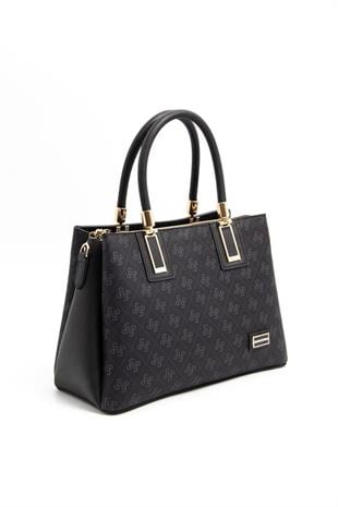 Silver & Polo SP1000 Kadın El Çantası Monogram Siyah