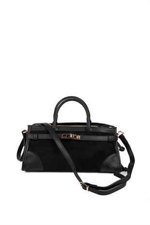 Silver & Polo SP1260 Kadın El Çantası Süet Siyah-Siyah