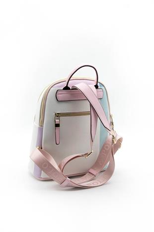 Silver & Polo SP901 Kadın Sırt Çantası Ekose Lila-Pembe