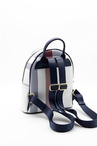 Silver & Polo SP1062 Kadın Sırt Çantası Ekose Beyaz-Lacivert