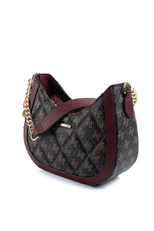 Silver & Polo Kahve Sarı - Bordo SP1168 Kadın Omuz Çantası