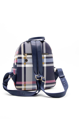 Silver & Polo SP906 Kadın Sırt Çantası Ekose Lacivert