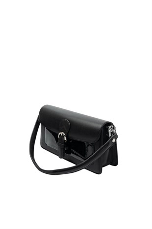 Silver & Polo SP1279 Kadın Çapraz Çanta Düz Siyah-Rugan Siyah-Siyah