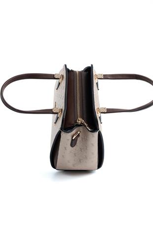 Silver & Polo SP1136 Kadın El Çantası Logolu Nut-Kahve