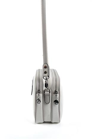 Silver & Polo SP745 Kadın Çapraz Çanta Petek Beyaz-A.Gri