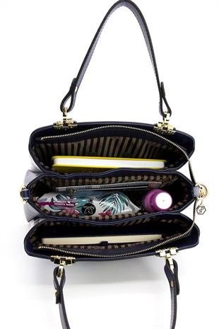 Silver & Polo SP972 Kadın El Çantası Düz Platin-Siyah