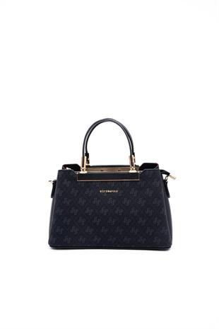 Silver & Polo SP913 Kadın El Çantası Monogram Siyah