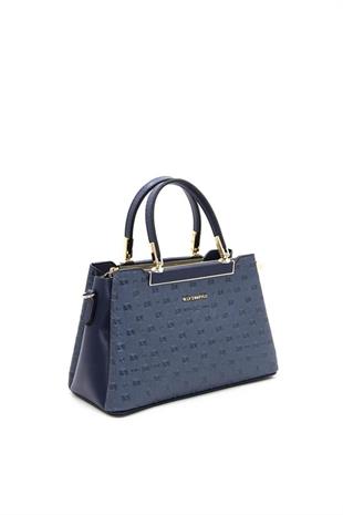 Silver & Polo SP913 Kadın El Çantası Logolu Lacivert-Lacivert