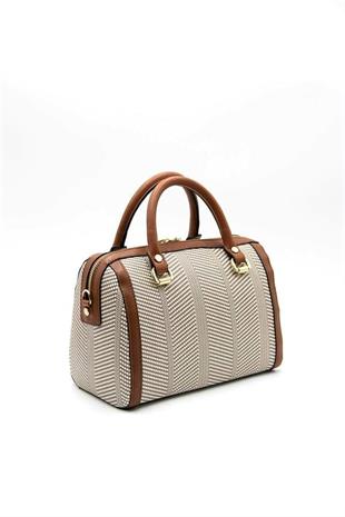 Silver & Polo SP1091 Kadın El Çantası Hasır Bej-Taba