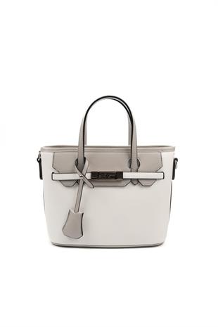 Silver & Polo SP1185 Kadın El Çantası Düz Beyaz-A.Gri