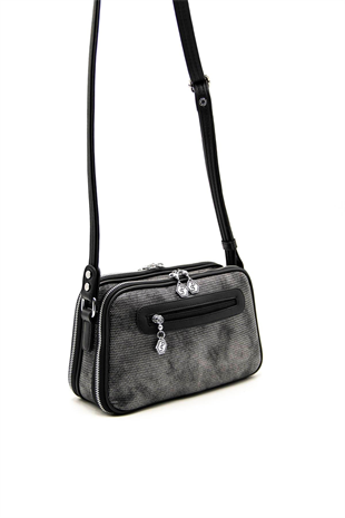 Silver & Polo SP899 Kadın Çapraz Çanta Petek M.Gümüş-Siyah