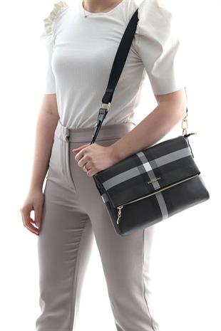 Silver Polo Siyah - Siyah Ekose Kadın Çapraz Çanta SP963
