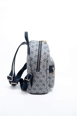 Silver & Polo SP1146 Kadın Sırt Çantası Monogram Gri-Lacivert