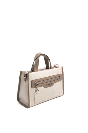 Silver & Polo SP1271 Kadın El Çantası Petek Bej-Latte