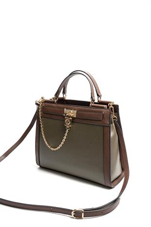 Silver & Polo SP1166 Kadın El Çantası Düz Zeytuni-Kahve