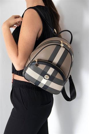Silver & Polo SP945 Kadın Sırt Çantası Ekose Kahve-Siyah