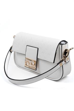 Silver & Polo SP1179 Kadın Omuz Çantası Logolu Beyaz-Beyaz