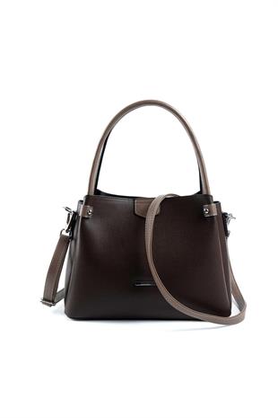 Silver & Polo SP1254 Kadın El Çantası Düz Kahve-Vizon