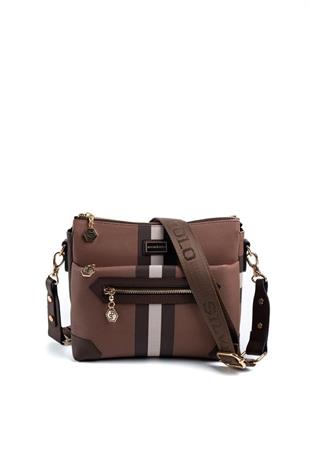 Silver & Polo SP1110 Kadın Çapraz Çanta Ekose Koyu Kahve-Kahve