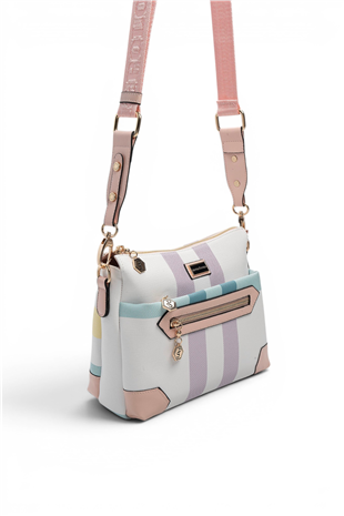 Silver Polo SP1110 Kadın Çapraz Çanta Ekose Lila-Pembe