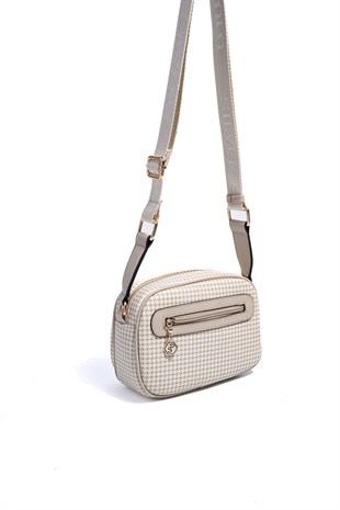 Silver & Polo SP1111 Kadın Çapraz Çanta King Desen Kum-Kum Beji